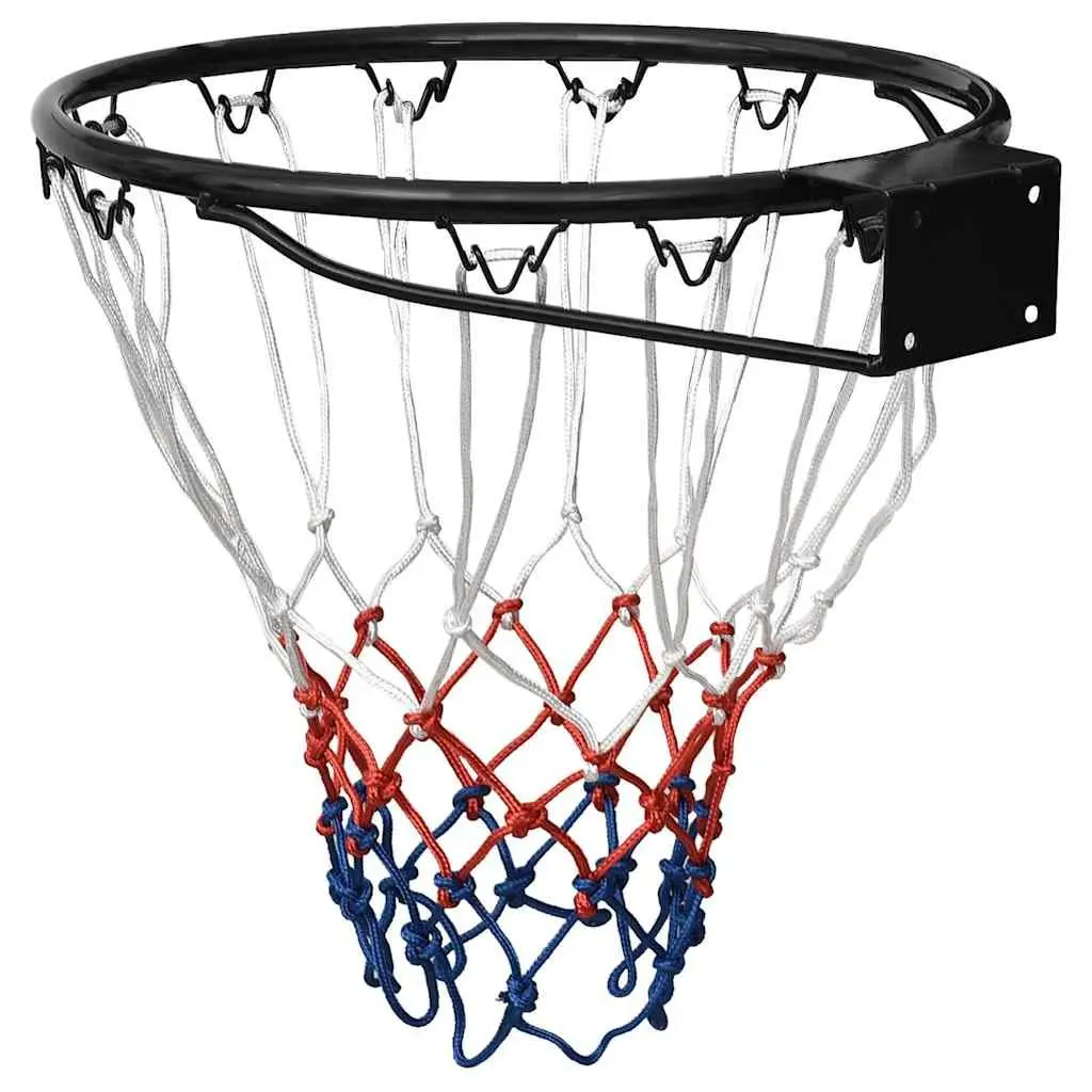Basketball Rim Steel Frame 39 cm Black Wall-Mounted Nylon Net Indoor Outdoor