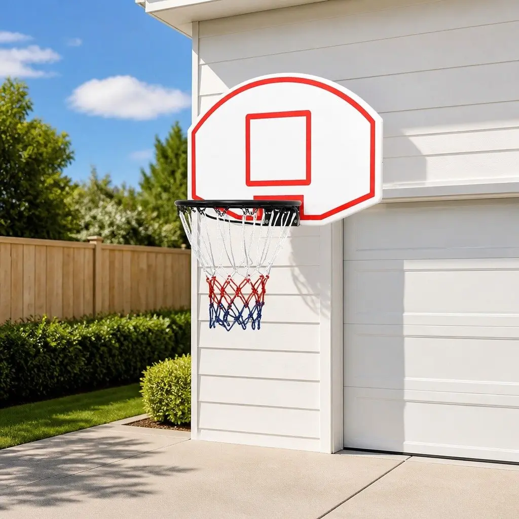 Basketball Backboard Wall-Mounted Polyethene 71x45cm White Indoor Outdoor Hoop