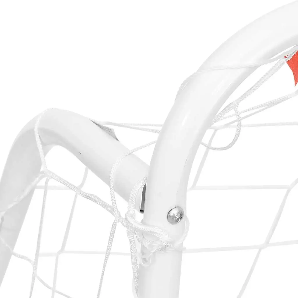 Football Goal with Net Steel Frame 125x96x60cm White Polyester Training