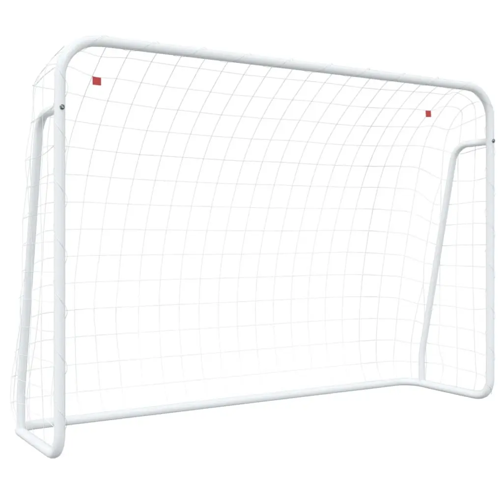 Football Goal with Net Durable Polyester 214x75x152cm Steel Frame White