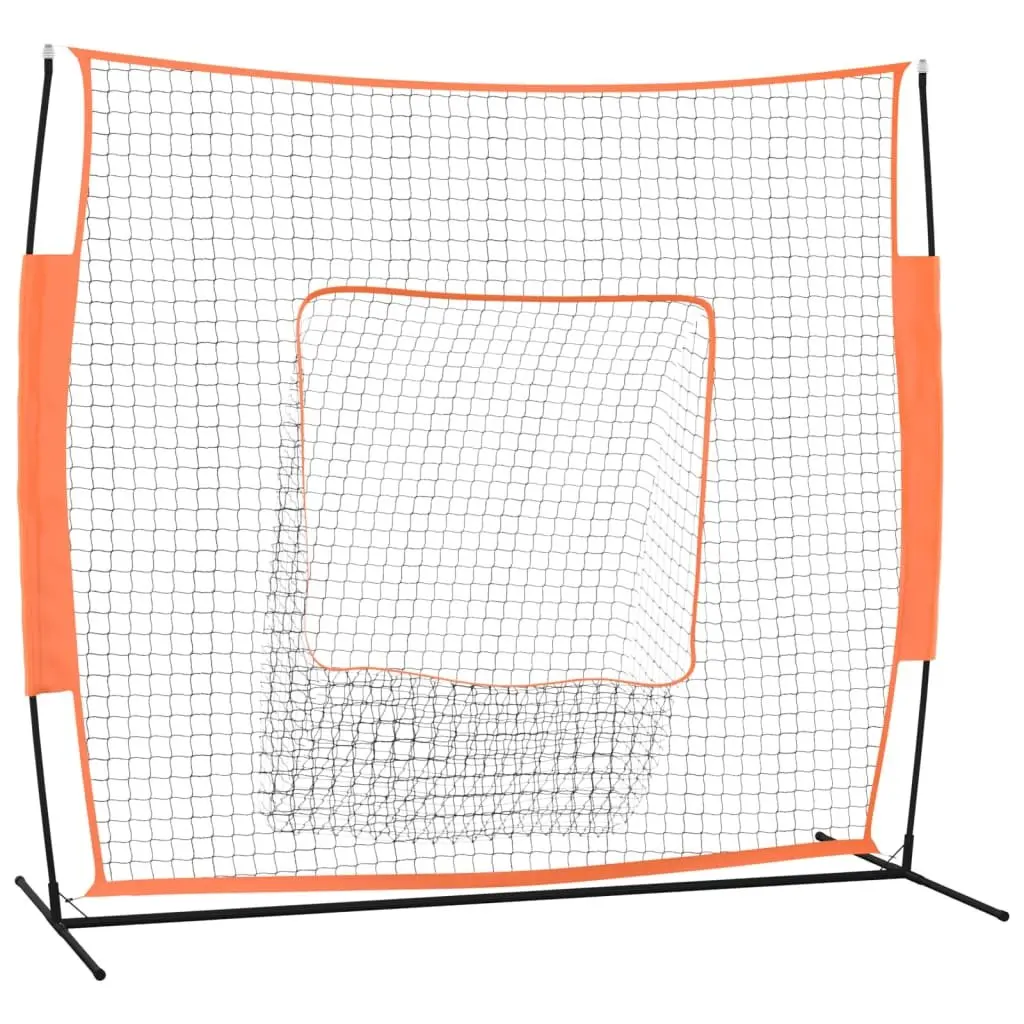 Baseball Practice Net Portable Training Aid Steel Frame 219x107x212cm Orange and Black