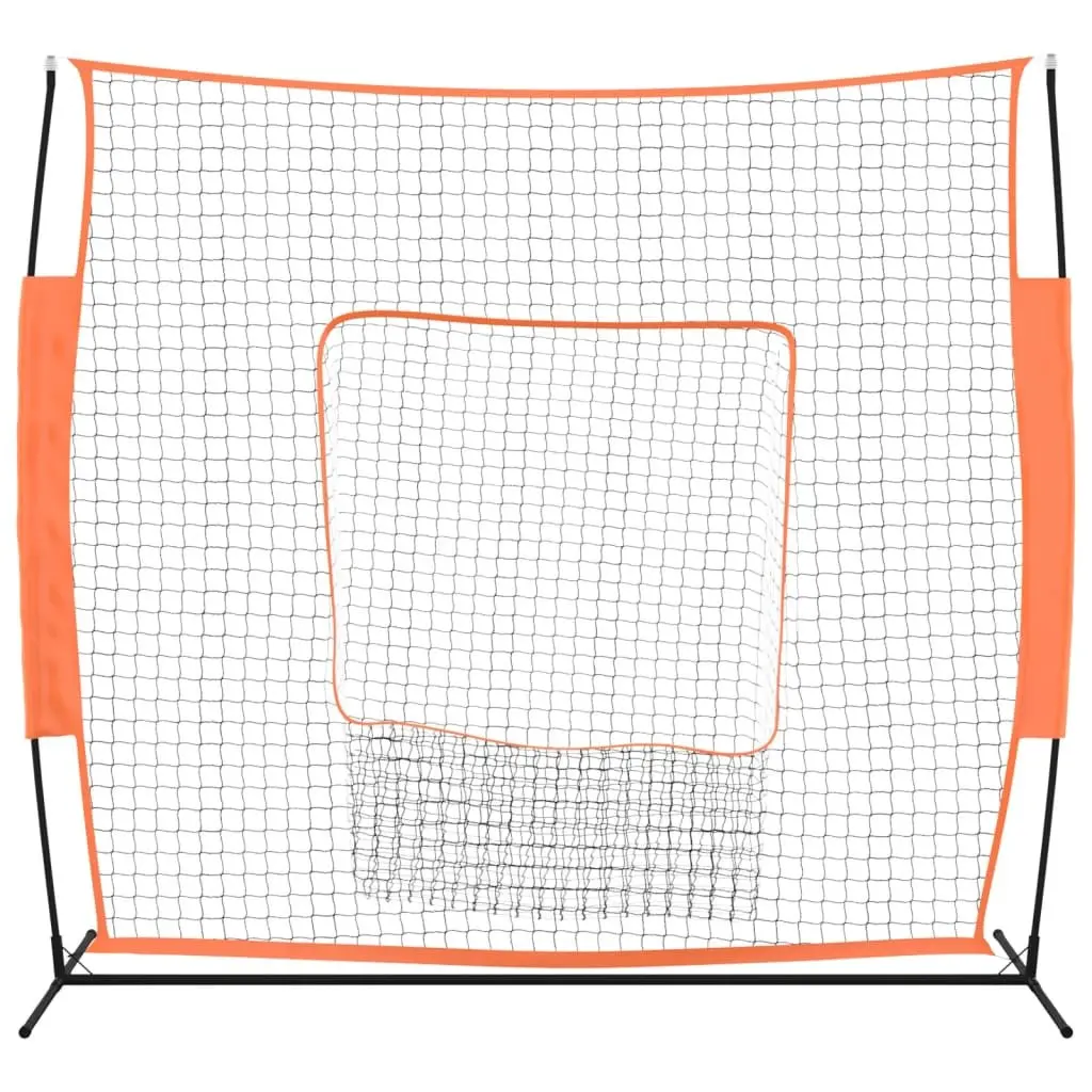 Baseball Practice Net Portable Training Aid Steel Frame 219x107x212cm Orange and Black