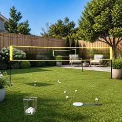 Badminton Net 600x155 cm Yellow Black PE Fabric Portable Outdoor Games Garden
