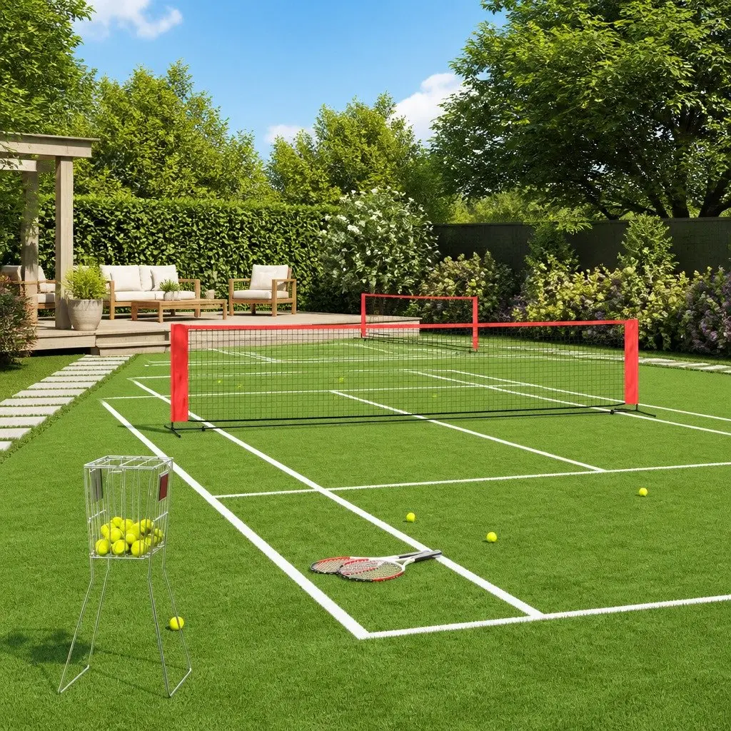 Tennis Net Polyester Outdoor Practice Training 500x100x87cm Black Red