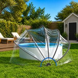 Pool Dome Round 406x203 cm Transparent PVC Cover Shelter Enclosure Protection