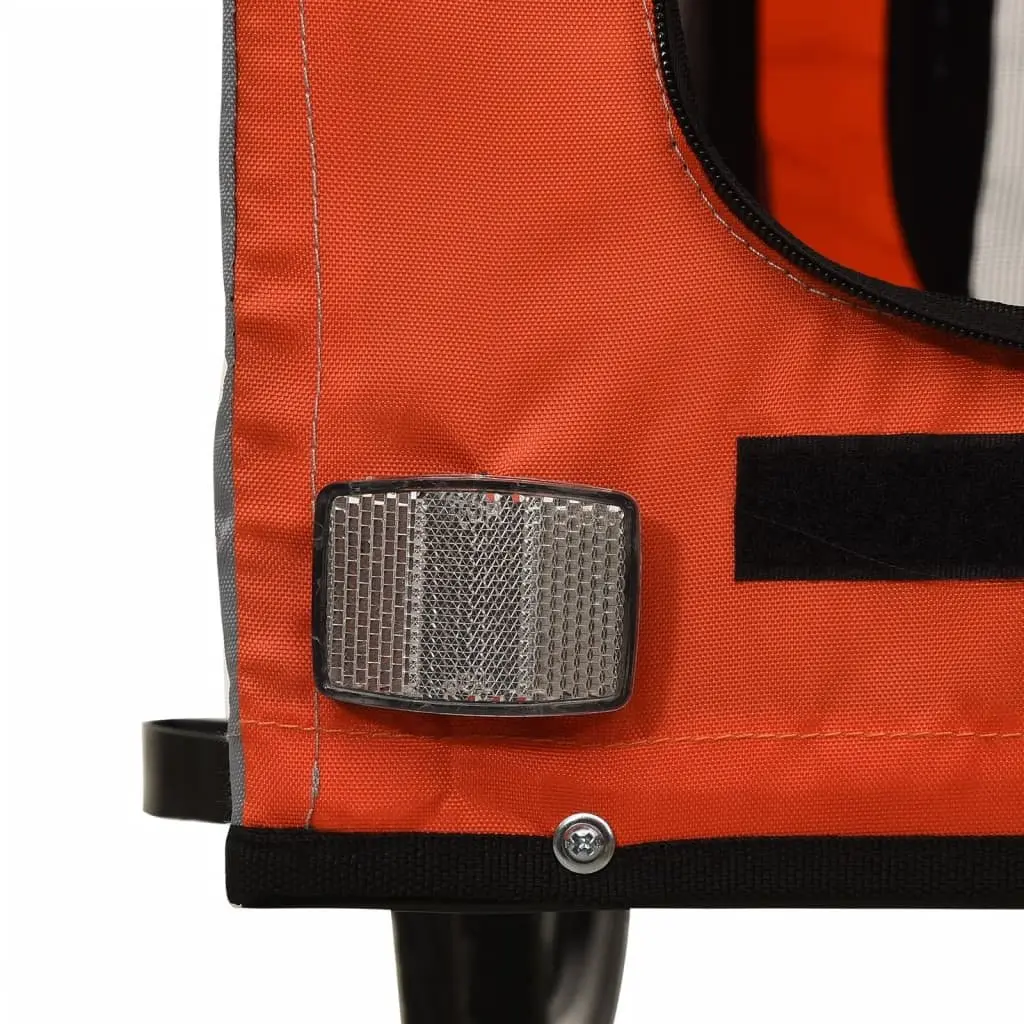 Pet Bike Trailer Sturdy Iron Frame Oxford Fabric Orange Black for Small Dogs