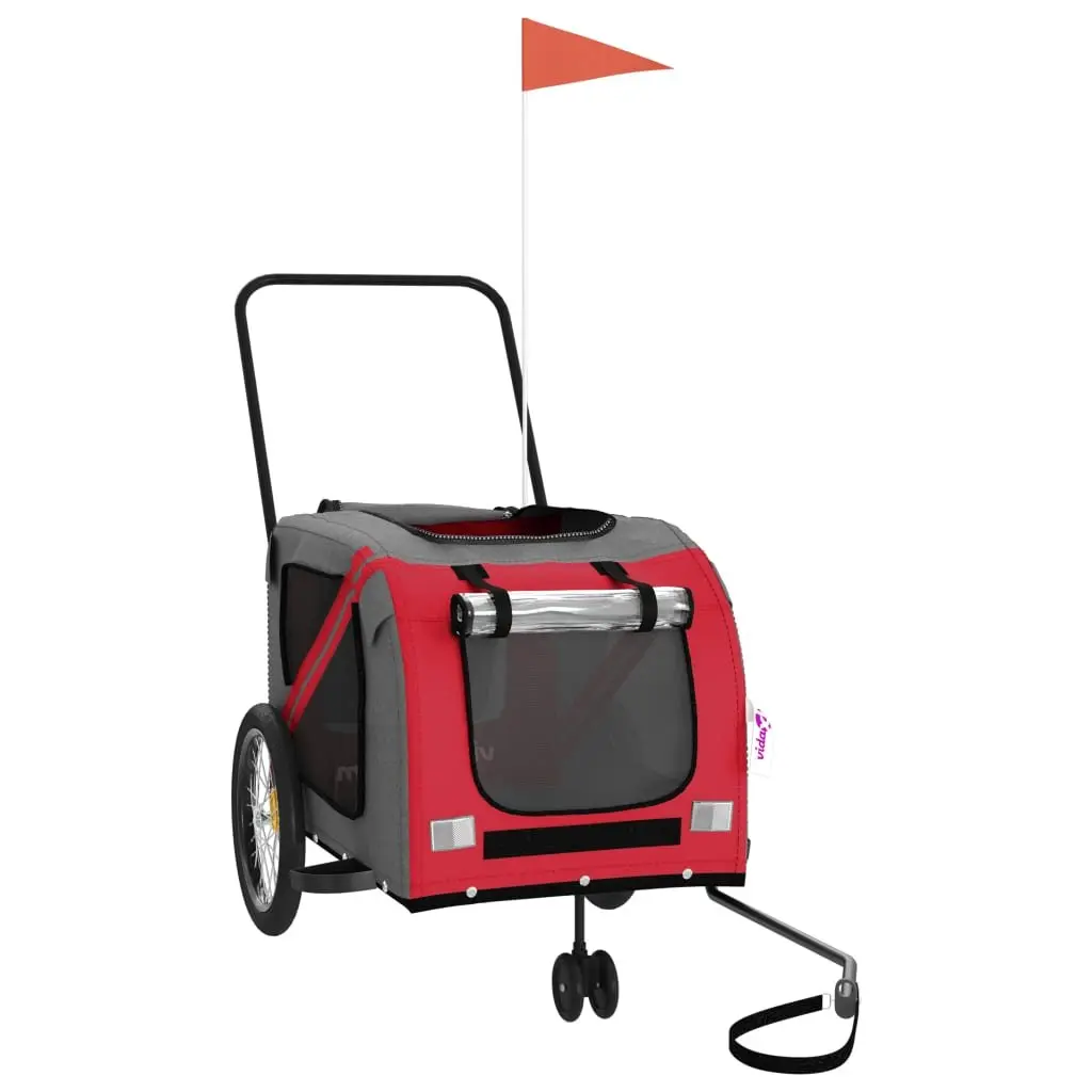 Pet Bike Trailer Small Dogs Oxford Fabric Red Iron Frame