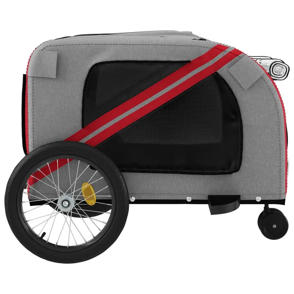 Pet Bike Trailer Small Dogs Oxford Fabric Red Iron Frame