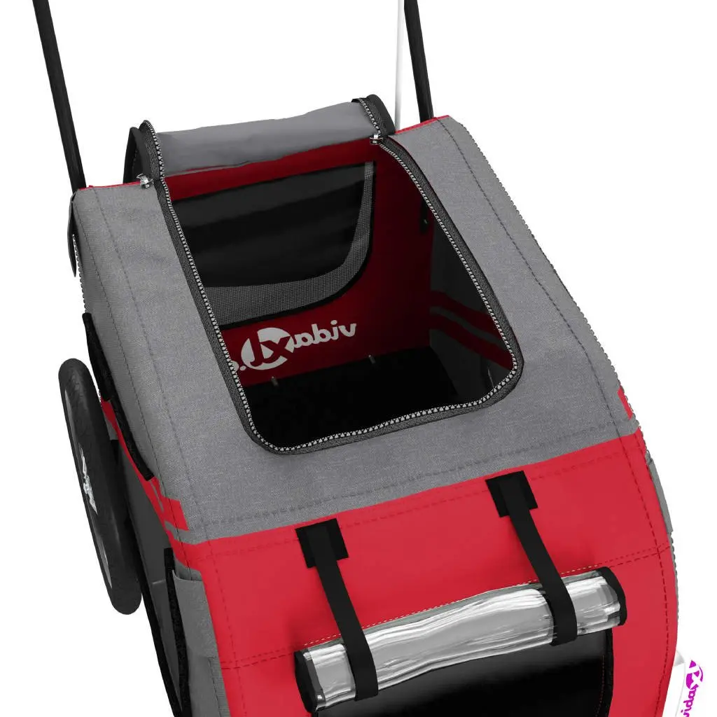 Pet Bike Trailer Small Dogs Oxford Fabric Red Iron Frame