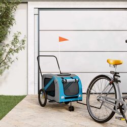 Pet Bike Trailer Blue Oxford Fabric Iron Frame Small Dogs Bicycle Carrier