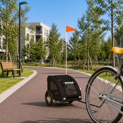 Pet Bike Trailer Black Oxford Fabric Iron Frame Small Dog Bicycle Cargo Carrier
