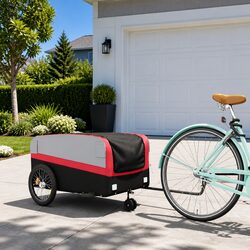 Bike Trailer Red 45 kg Load Capacity Iron Cargo Bicycle Cart Heavy Duty Tow