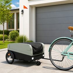 Bike Trailer 45kg Load Capacity Grey Iron Cart Cargo Hauling Bicycle Accessories