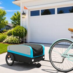 Bike Trailer Iron Frame Heavy Duty Cargo Cart 45kg Load Capacity Bicycle Tow