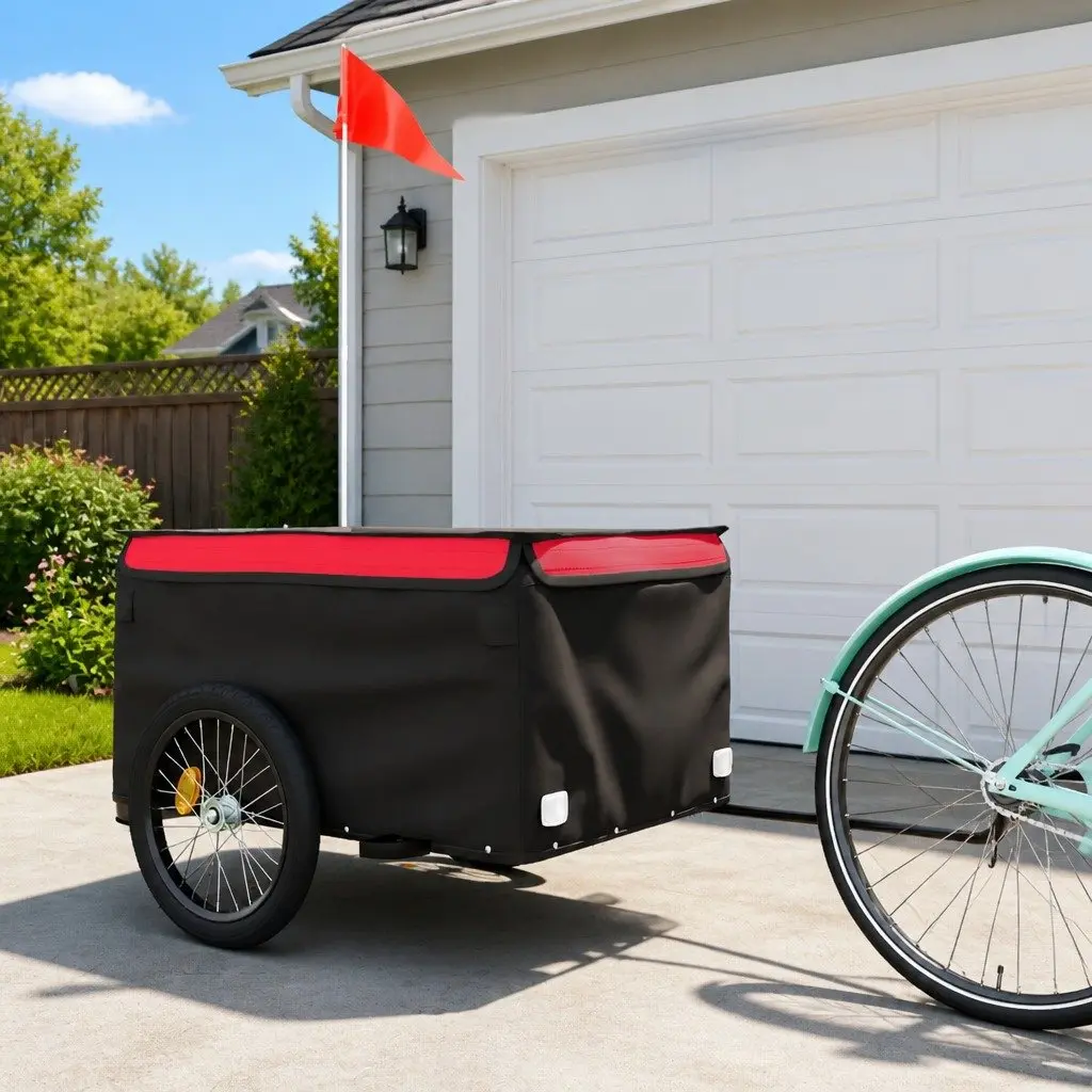 Bike Trailer Heavy Duty Iron Black Cargo Cart for Bicycle Hauling