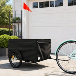 Bike Trailer Black Heavy Duty Cargo Cart Bicycle Hauling Transport 45kg Capacity