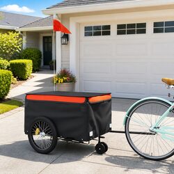 Bike Trailer Iron 45kg Load Capacity Orange Black Cargo Transport Bicycle