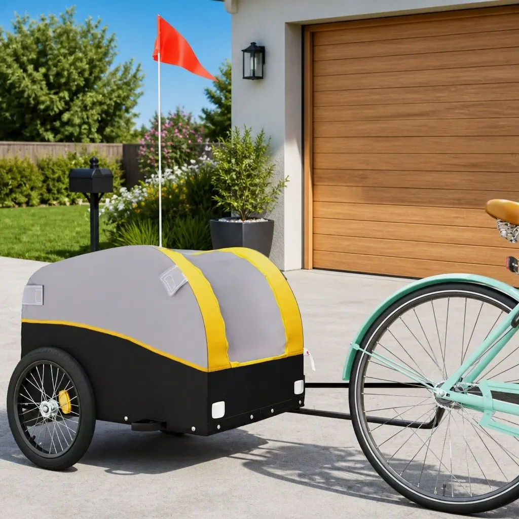 Bike Trailer Heavy Duty Iron 45kg Load Capacity Yellow