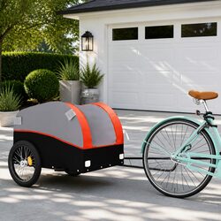 Bike Trailer 45kg Load Capacity Iron Frame Orange Black Cargo Hauling Cycling