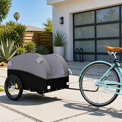 Bike Trailer 45kg Load Capacity Iron Grey Cargo Cart Bicycle Hauling Heavy Goods