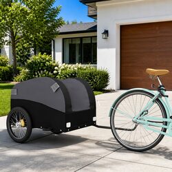 Bike Trailer Black 45kg Cargo Cart Heavy Duty Bicycle Hauler Tow Bar Safety Flag