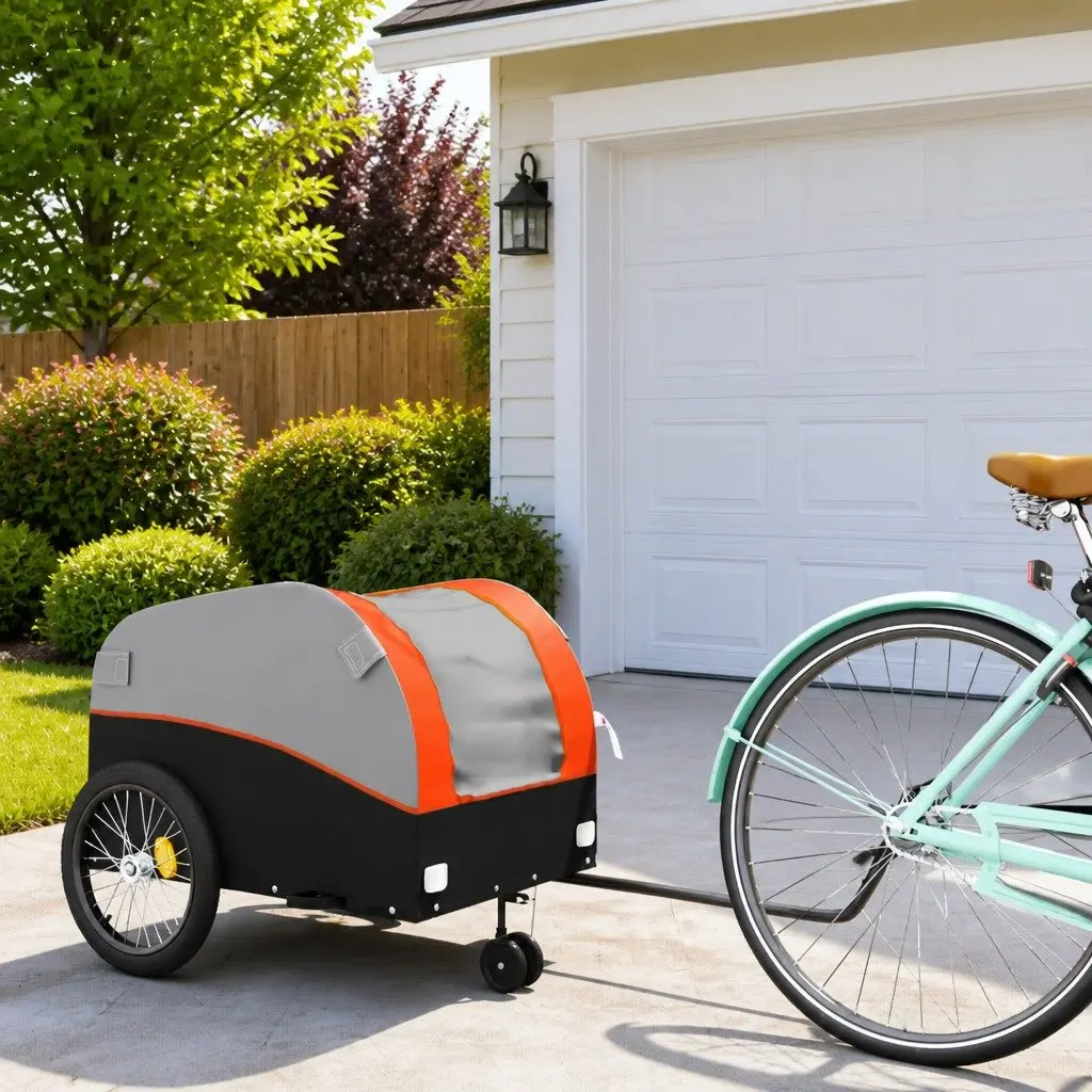 Bike Trailer Iron 45kg Load Capacity Orange Cargo Cart