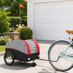 Bike Trailer Heavy Duty Cargo Transport Red Iron 45kg Load Capacity Bicycle
