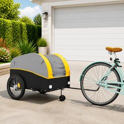 Bike Trailer Iron 45 kg Load Capacity Yellow Cargo Hauling Garden Transport