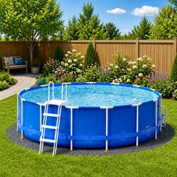 Pool Ground Cloth Light Grey Circular Ø500 cm Polyester Geotextile Protector
