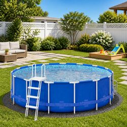 Pool Ground Cloth Grey Ø306cm Swimming Pool Liner Protector Geotextile Mat