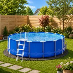 Pool Ground Cloth Light Grey Round Ø458 cm Polyester Geotextile Protective Liner
