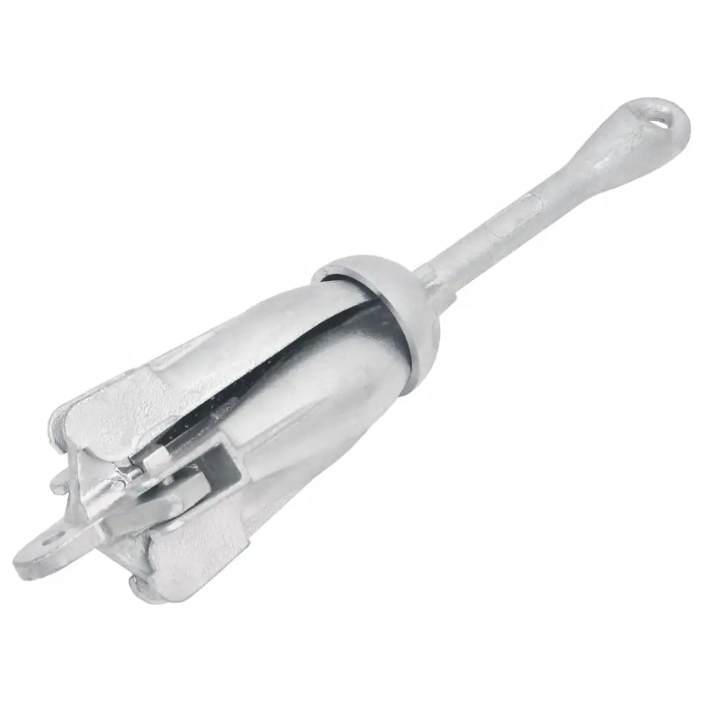 Folding Anchor with Rope 4kg Silver Cast Iron Grapnel for Small Watercraft