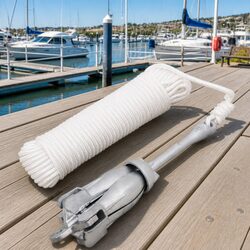 Folding Anchor with Rope Silver 6 kg Cast Iron Boat Docking Watercraft