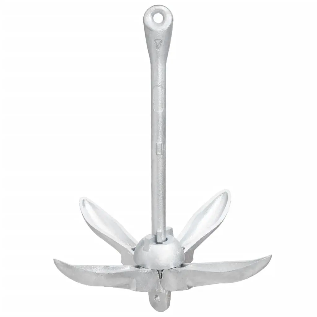 Folding Anchor 4-Claw Grapnel 8kg Silver Cast Iron