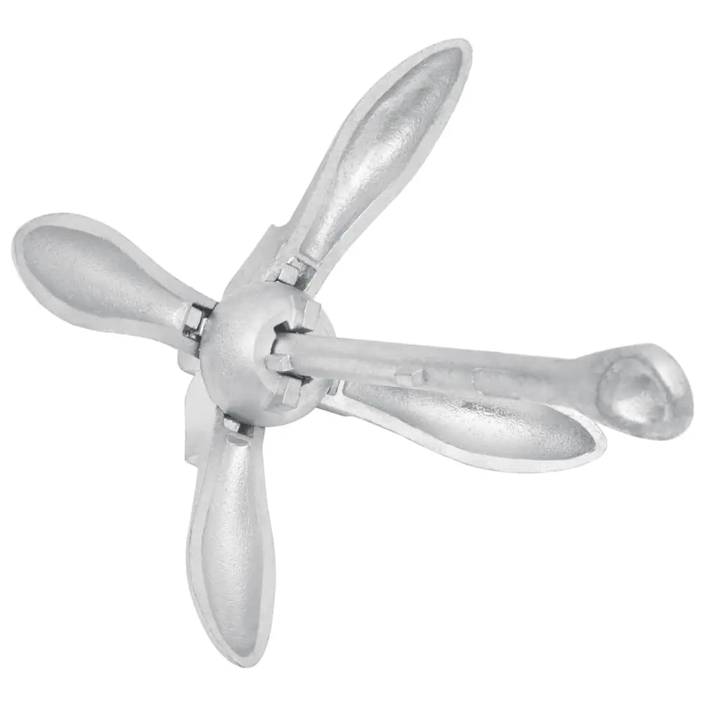 Folding Anchor 3.2 kg Silver 4-Claw Grapnel Docking Boat Watercraft Securing