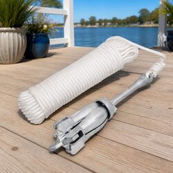 Folding Anchor 4-Claw Grapnel Boat Docking Watercraft Silver Portable Compact