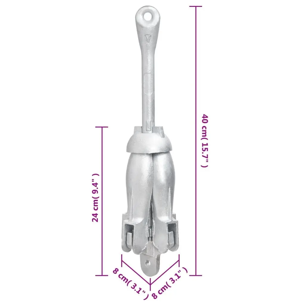 Folding Anchor 4-Claw Grapnel Boat Docking Watercraft Silver Portable Compact