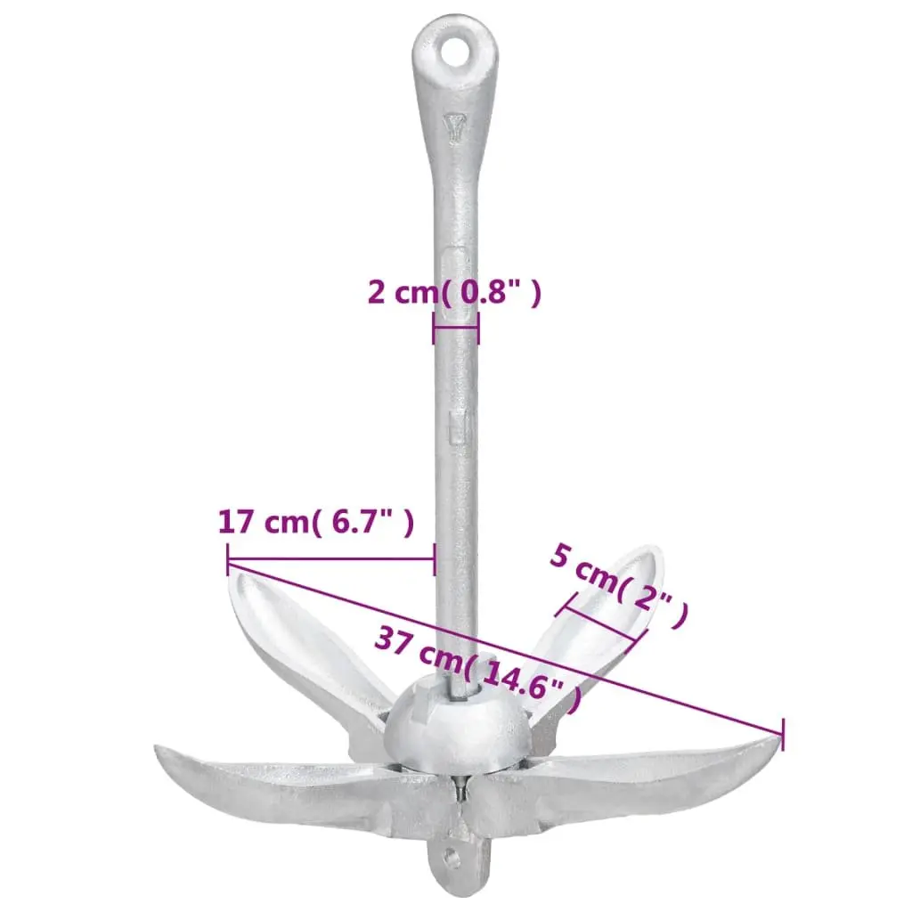 Folding Anchor 4-Claw Grapnel Boat Docking Watercraft Silver Portable Compact