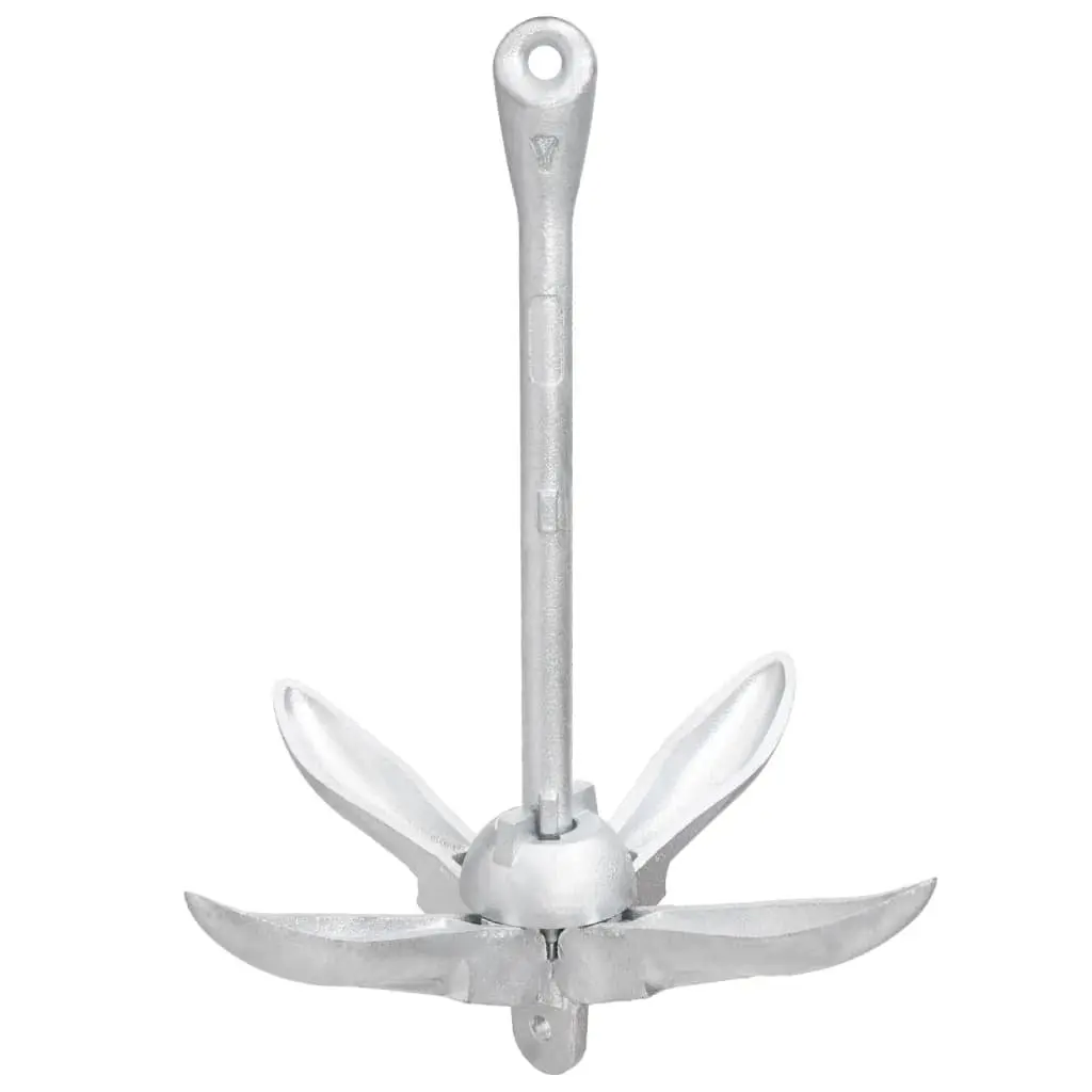 Folding Anchor 4-Claw Grapnel Boat Docking Watercraft Silver Portable Compact
