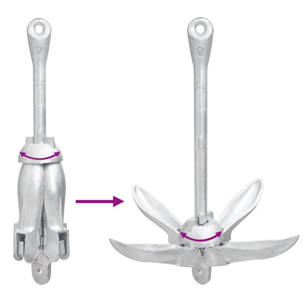 Folding Anchor 4-Claw Grapnel Boat Docking Watercraft Silver Portable Compact