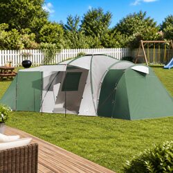 Family Dome Tent 12-Person Green Waterproof Camping Shelter Detachable Rainfly