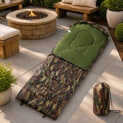 Sleeping Bag Adults 3-4 Seasons Camping Hiking Green Water-Resistant Portable