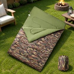 Double Sleeping Bag with Pillows Adults Camping Hiking 3-4 Seasons
