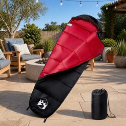 Mummy Sleeping Bag Adults Camping Hiking 3 Season Water Resistant Warm Red