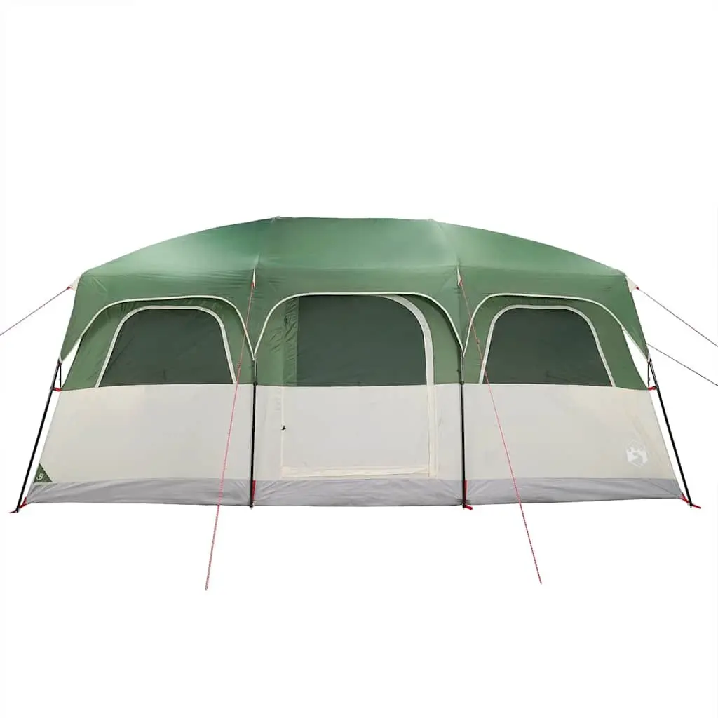 Camping Tent 10-Person Waterproof Green Cabin with Detachable Rainfly and Mosquito Mesh