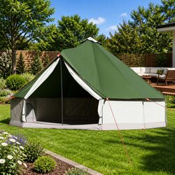 Family Camping Tent 12-Person Tipi Green Waterproof Portable Outdoor Adventure
