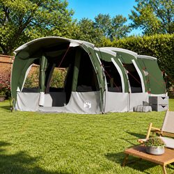 Family Tunnel Tent 8-Person Green Waterproof Camping Outdoor Fibreglass Poles
