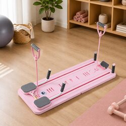 Pilates Board Foldable Reformer Multi Functional Full Body Exercise Trainer Pink