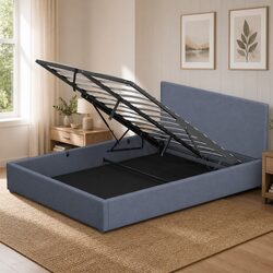 King Gas Lift Bed Frame with Headboard Storage Platform Modern Bedroom Furniture