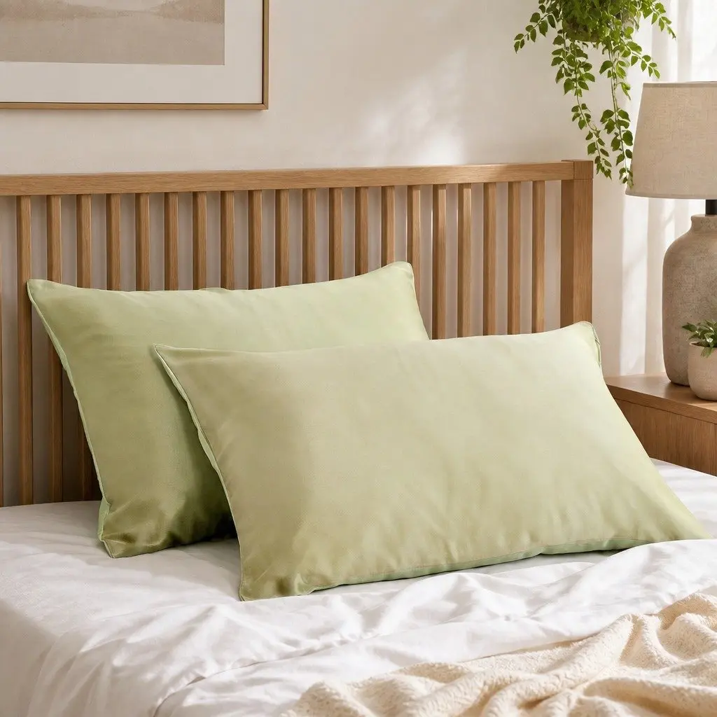 Mulberry Silk Pillowcase Twin Pack 51x76cm Sage Hypoallergenic Breathable Sleep